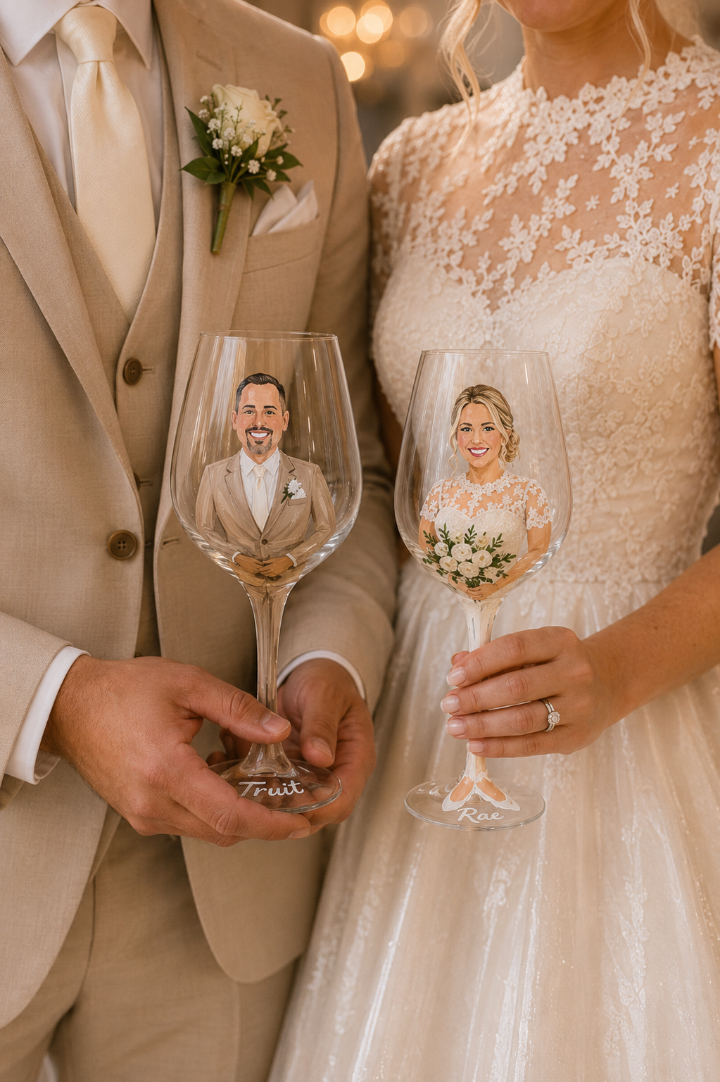 Hand-Painted Wedding Wine Glass Collection