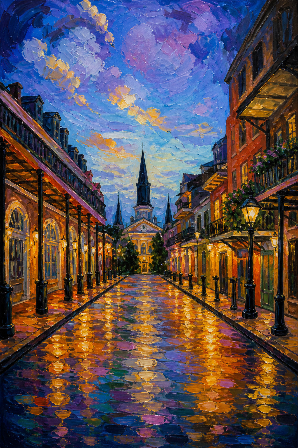 “Moonlight on Royal Street” French Quarter Evening Art Print