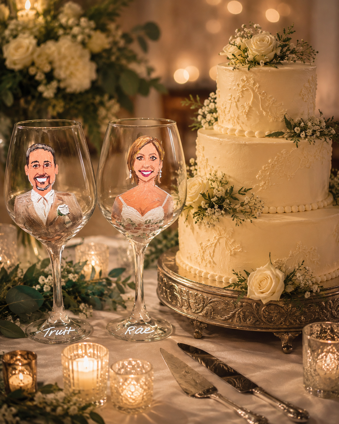 Hand-Painted Wedding Wine Glass Collection