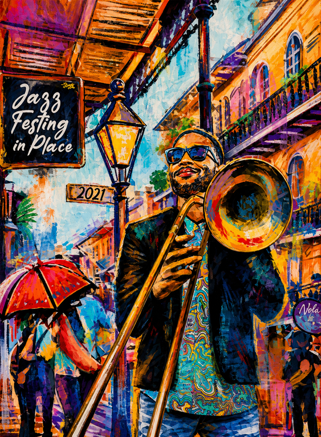 “Jazz Festing in Place”  Trombone Shorty New Orleans Art Print