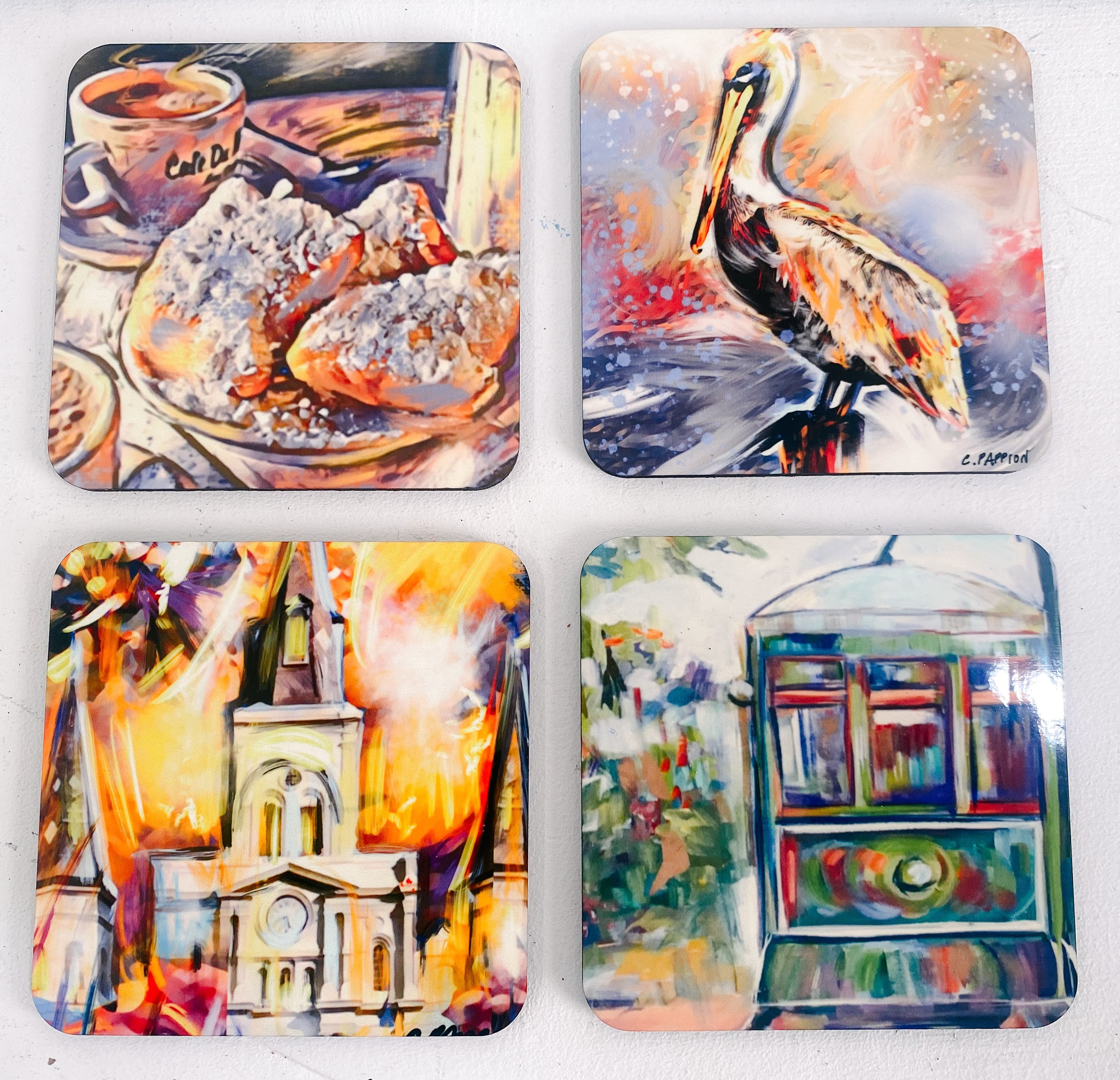 “New Orleans Keepsake Coaster Collection”  Set of 4 New Orleans Art Coasters