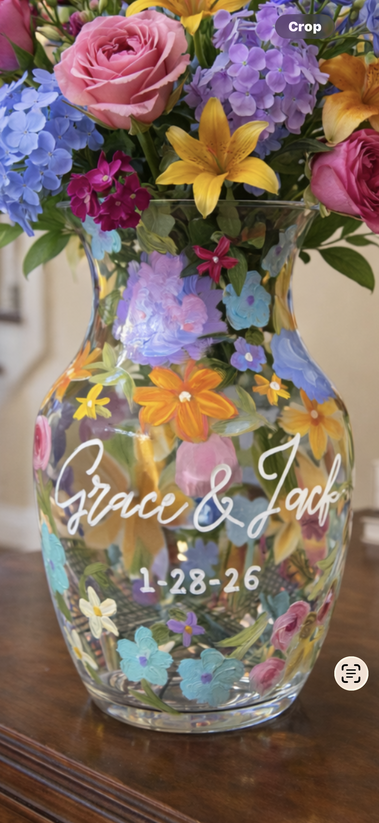 Custom Hand-Painted Floral Vase — Personalized Wedding & Gift Vase