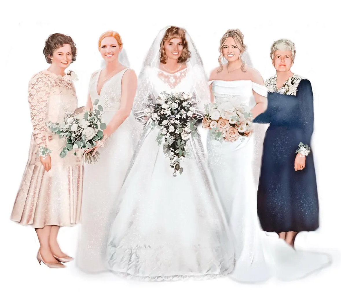 “Generations of Love”  Custom Wedding Generations Portrait Sketch